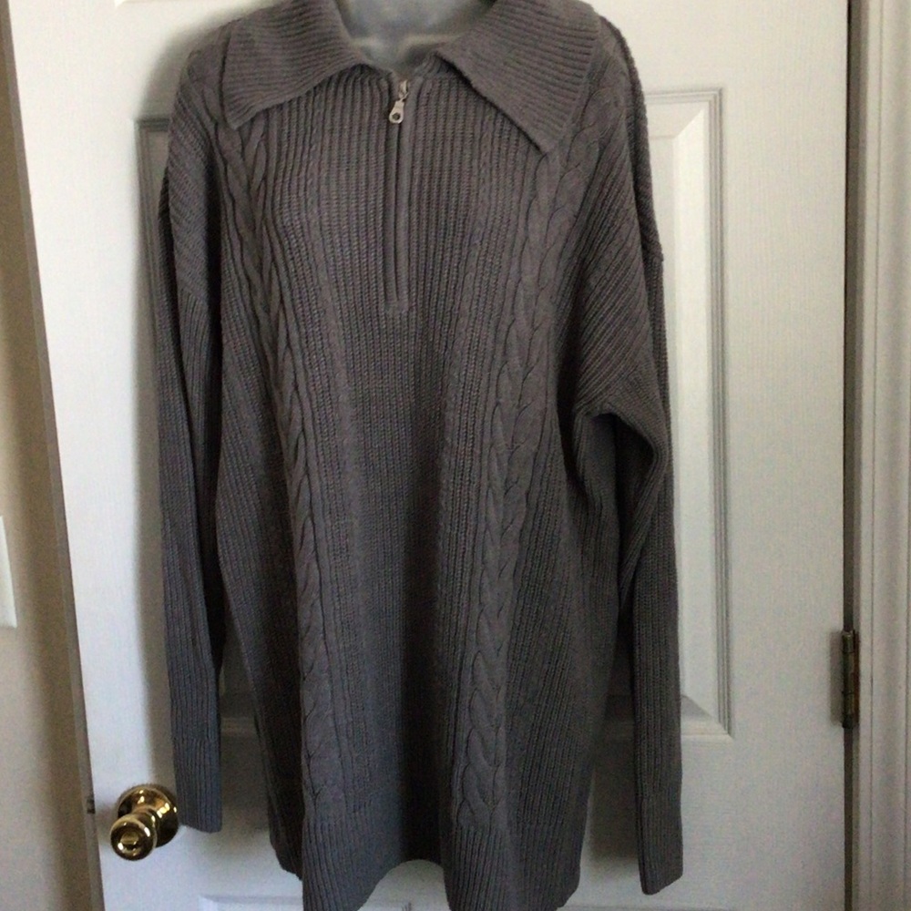 Style & Co Men's Gray Half-Zip Cable Knit Sweater